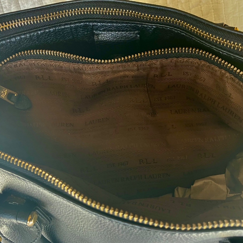 Ralph Lauren Large Black Vintage Pebbled Leather Lauren Bag - Picture 4 of 16